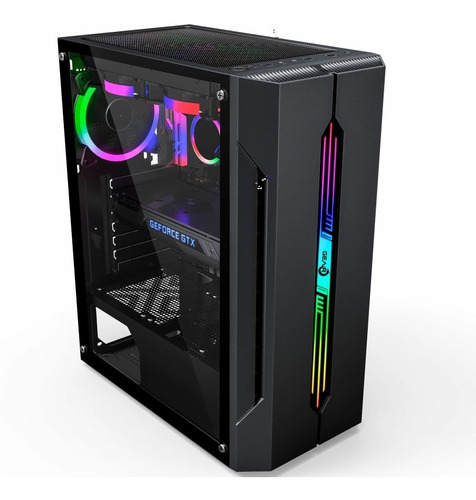 Chasis Gamer Atx Tira Rgb, Tapa Lateral En Acrílico, Gear