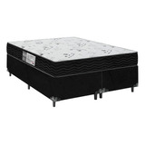 Cama Box Queen Bipartido + Colchão D33 One Face- Suede Preto