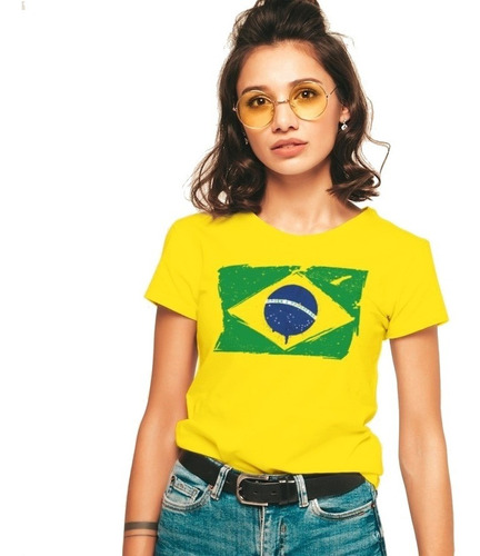 Camiseta Feminina Bandeira Brasil Bolsonaro Camisa Baby Look