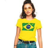 Camiseta Feminina Bandeira Brasil Bolsonaro Camisa Baby Look