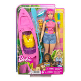 Barbie Vamos De Camping Muñeca Con Pelo Rosa, Kayak Y Accs