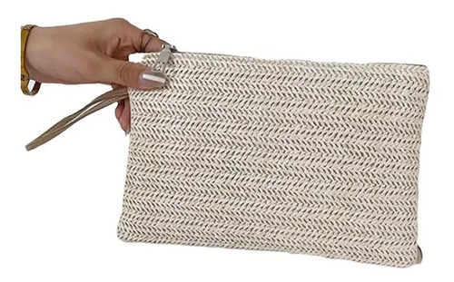 Bolso De Mano De Paja Bolsa De Playa Cartera Cosmetiquera