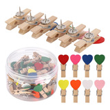 50pcs Colorido Corazón Push Pin Clips De Madera, Decor...