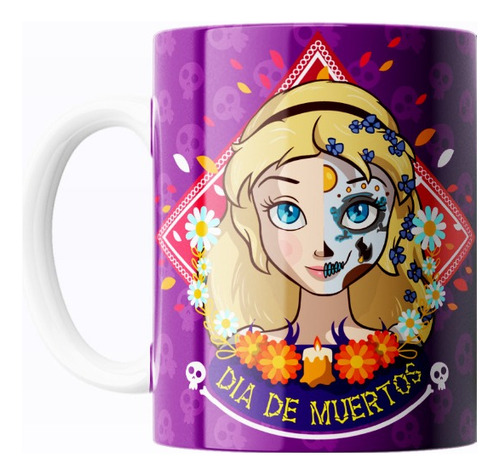 Taza De Café Día De Muertos Princesas Disney Varios Diseños