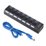 Hub Usb 7 Portas 3.0 Super Fast  Chave Seletora E Led 