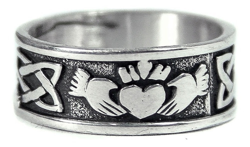 Anillo Celta Claddagh Nudo Plata Ancho 0,8 Cm 6 Gr Art 413