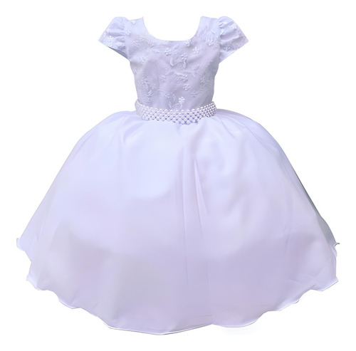 Vestido Infantil Branco Luxo Daminha Festa Florista 4 Ao 16