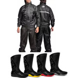 Conjunto Capa Chuva Alba Nylon + Bota Motosafe Motoqueiro