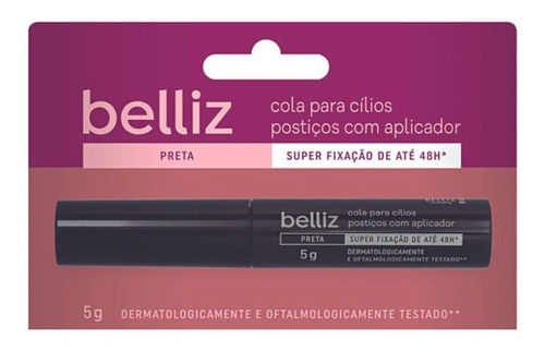 Cola Para Cílios Belliz Com Aplicador Preta 48h 5g Cód. 1957 Cor Preto