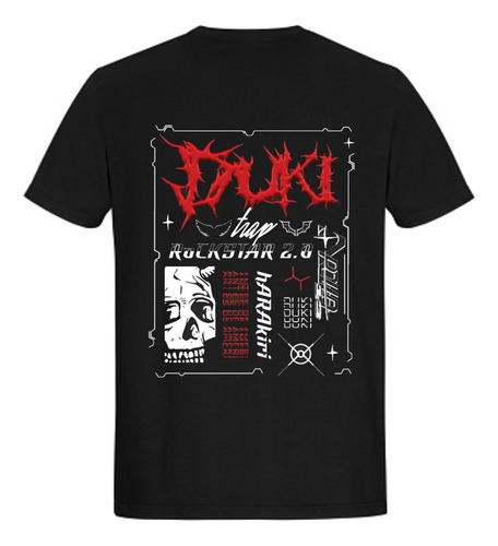 Remera Duki - Unisex - Manga Corta - Duko Rockstar Musica 