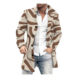 Abrigo Estampado De Lana C Para Hombre, Cuello Alto, Woolen