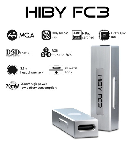 Dongle Dac Hiby Fc3 Mqa - Silver