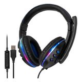 Fone De Ouvido Gamer Headset Led Rgb C/microfone Usb Para Pc