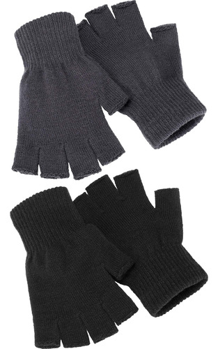 Satinior 2 Pares De Guantes Unisex De Medio Dedo Guantes Sin