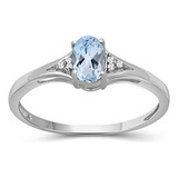 Anillo De Topacio Azul Cielo Joyas Con Piedra Natal De Dicie