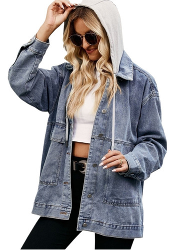 Chaqueta, Mujer, Retro, Denim, Casual