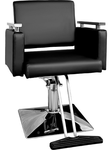 Sillon Silla Barberia Estetica Cuadrada 360° Moderna Negra
