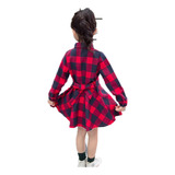 Vestido Xadrez Infantil Camisa Meninas Tendência De Outono