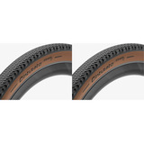 Par Pneu Pirelli Cinturato H Marrom Tubeless 700x40 Gravel Cor Preto