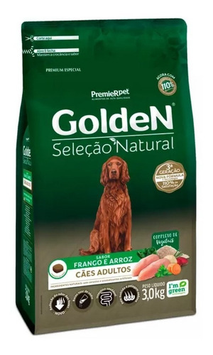 Ração P/ Cães Adulto Seleção Natural Frango 3kg Golden