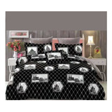 Colcha Cubrecama King Quilt  Negro Con Diseño 2.5 Plaza