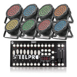 8 Pzs Cañon Par Led 40x3w Rgb + Controlador Dmx512 Steelpro