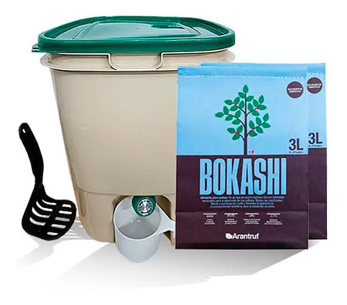 Compostera Bokashi 20 Lt + 6 Lt De Bokashi Orgánico Arantruf