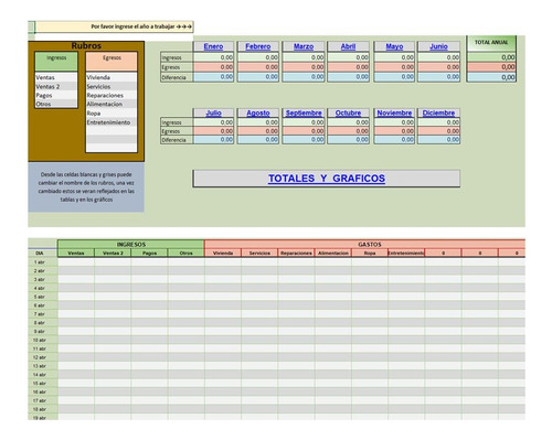 Contabilidad, Planilla Excel Control Ingresos Egresos Ahorro