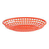 Juego 12 Canastillas Ovaladas 23x13.75 Cm Plastico Rojo