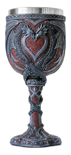 Caliz Vaso Copa De Vino Medieval Dos Dragones Corazon