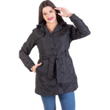 Trench Piloto Impermeable Dama Color Negro