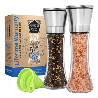 Juego De Molinos Sal Y Pimienta Cristal Molinillos Y Embudo | MercadoLibre