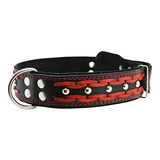 Genuino Cuero Collar De Perro Trenzado Con Tachuelas, Rojo E