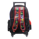 Mochila Escolar Cresko Avengers Marvel 16p Rueditas Carrito Color Sp139 Rojo