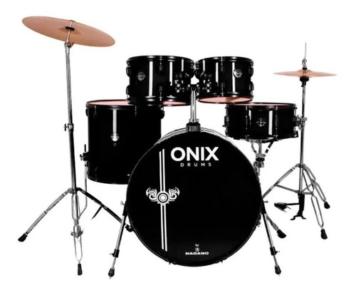 Bateria Acústica Nagano Onix Smart 22 Abk Com Banco E Pratos