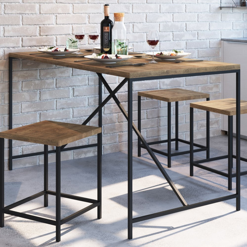 Mesa De Jantar 4 Lugares Steel Quadra Vermont/preto 