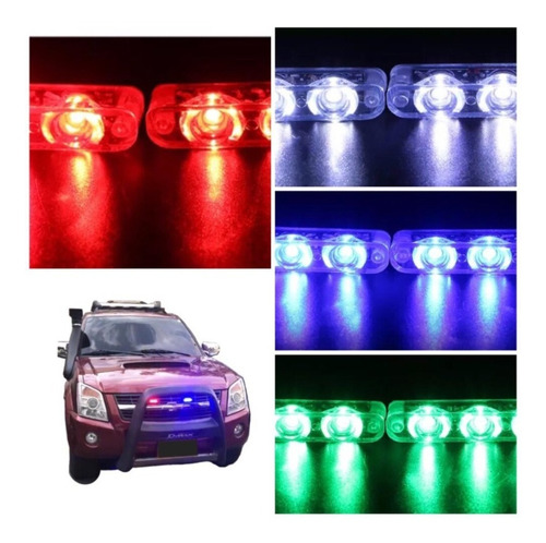 Luces Led Carro Vehículo Federales Rojo Azul Blanco Lujo Led