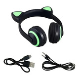 Diadema Auriculares Bluetooth 3.5 Gato Orejas Led 7 Colores