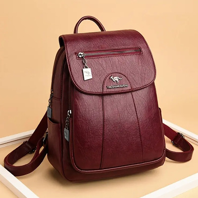 Mochila Grande Mujer Bolso Bandolera Para Viaje Rojo Lisa