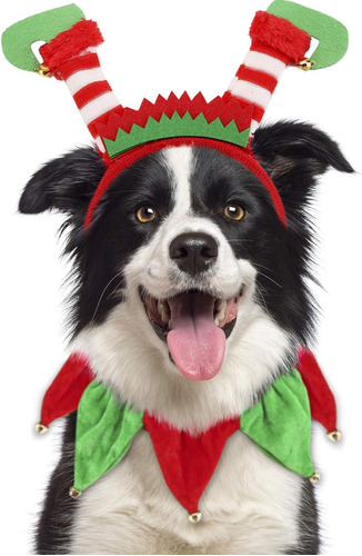 Traje De Navidad Para Perros, Diadema De Duende Para Mascota
