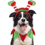 Traje De Navidad Para Perros, Diadema De Duende Para Mascota