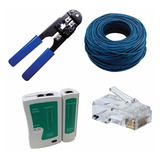 Kit 305m Cabo Rede + Testador + Alicate + 50 Plugs Rj45