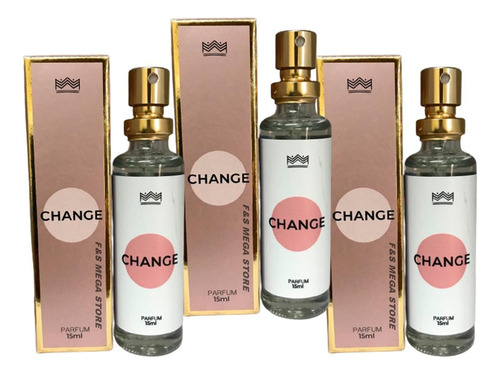 Kit 3 Perfume Feminino Change Parfum Amakha Paris 15ml Bolsa