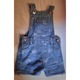 Enterito/ Jardinero Short De Jeans, Para Beba Grisino