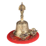 . Campana Budista Tibetana De Bronce Con Acolchado Vajra .