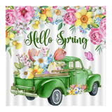 Leitingya Hello Spring - Cortina De Ducha De Camion Verde, A