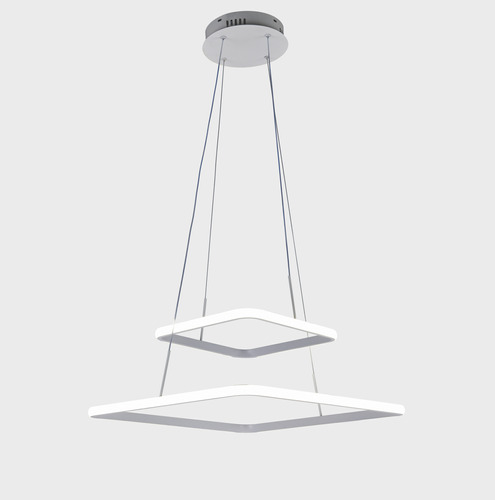 Lustre Pendente Quadrado Led 2 Arcos Super Premium Branco