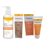 Kit Facial Gel Limpeza + Protetor Solar + Sérum Rejevescedor