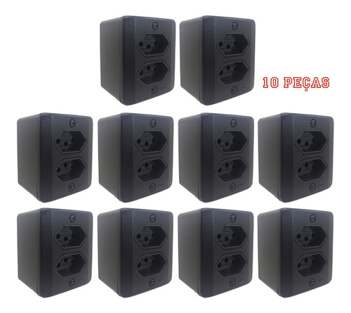 Tomada Dupla 2p+t Sistema X 20a Black Radial Kit Com 10 Pç