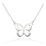 Collar Mujer Dije Mariposa Con Cadena Plata Ley 925 Joya  